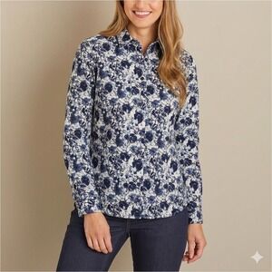 Duluth Trading Co Wrinklefighter Button Down Shirt Women S Floral Utility Nature